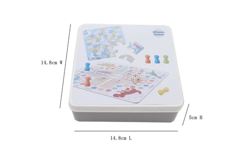 2 In 1 Snake & Ladder Horse Racing Game in Tin Box